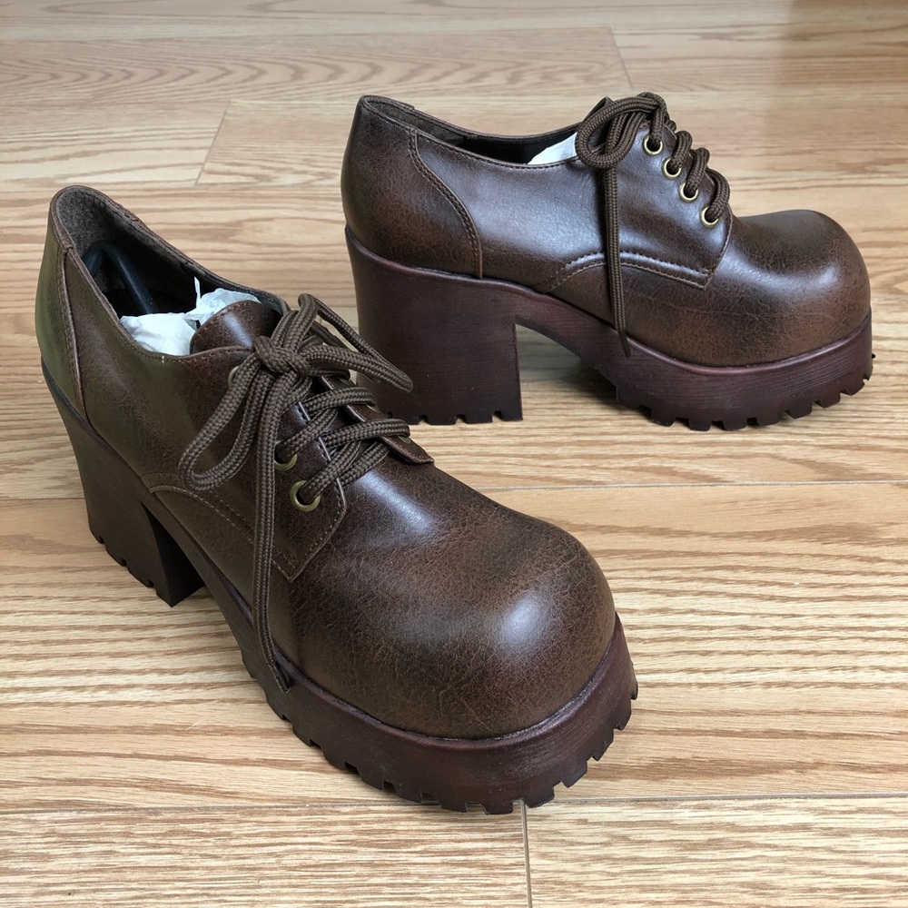 A SODA Macy Brown Platform Chunky Heel Ankle Boot - Picture 1 of 10